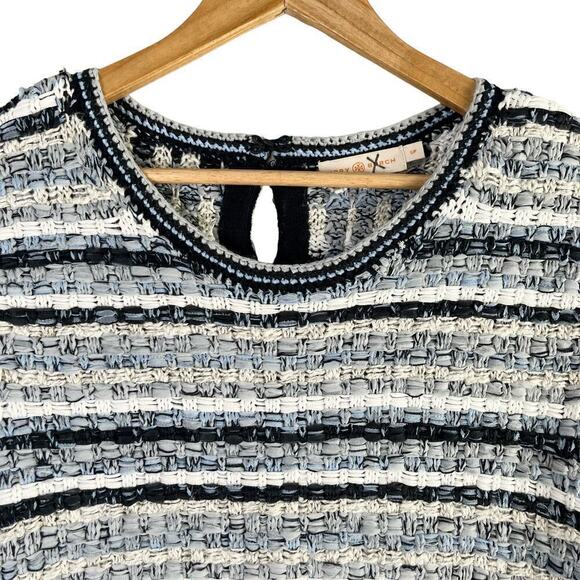 Tory Burch Blue Multi Tweed Sweater Dress Cotton Linen Blend,‎ Size Small - Picture 3 of 15